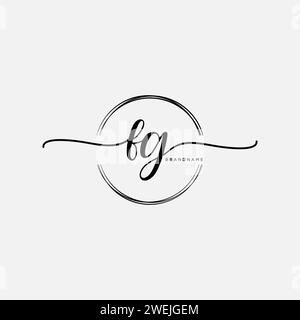 FG Initial handwriting logo with circle Stock Vector