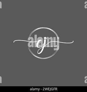 CJ Initial handwriting logo with circle Stock Vector