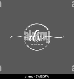 DX Initial handwriting logo with circle Stock Vector