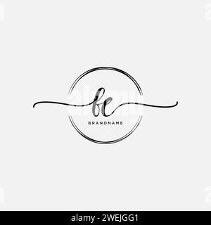 FE Initial handwriting logo with circle Stock Vector