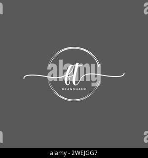 FT Initial handwriting logo with circle Stock Vector