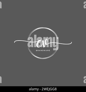EV Initial handwriting logo with circle Stock Vector
