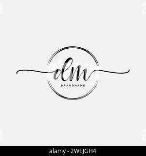 DM Initial handwriting logo with circle Stock Vector