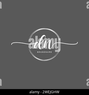 DN Initial handwriting logo with circle Stock Vector