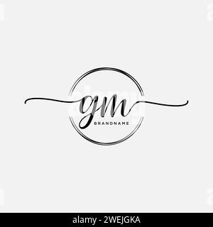 GM Initial handwriting logo with circle Stock Vector