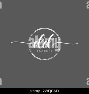 DD Initial handwriting logo with circle Stock Vector