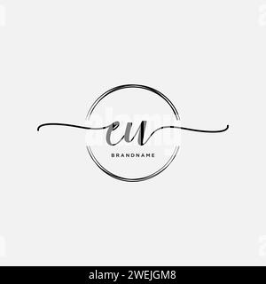 EU Initial handwriting logo with circle Stock Vector