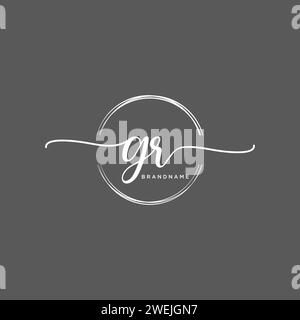 GR Initial handwriting logo with circle Stock Vector
