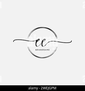 EE Initial handwriting logo with circle Stock Vector