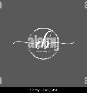 EB Initial handwriting logo with circle Stock Vector