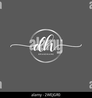 DH Initial handwriting logo with circle Stock Vector