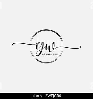 GW Initial handwriting logo with circle Stock Vector