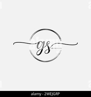 GS Initial handwriting logo with circle Stock Vector