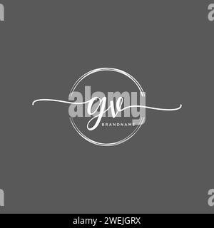 GV Initial handwriting logo with circle Stock Vector