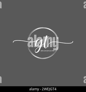 GT Initial handwriting logo with circle Stock Vector
