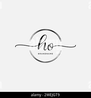 HO Initial handwriting logo with circle Stock Vector