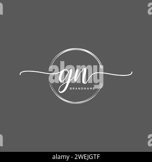 GN Initial handwriting logo with circle Stock Vector