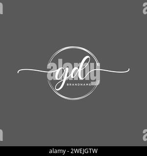 GD Initial handwriting logo with circle Stock Vector