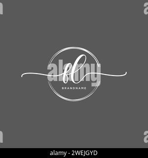 FL Initial handwriting logo with circle Stock Vector