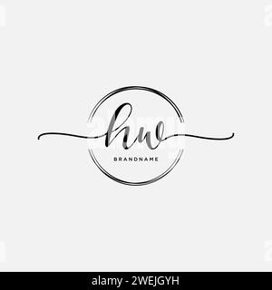 HW Initial handwriting logo with circle Stock Vector