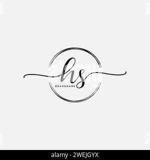 HS Initial handwriting logo with circle Stock Vector