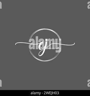 EJ Initial handwriting logo with circle Stock Vector