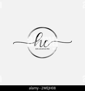 HC Initial handwriting logo with circle Stock Vector