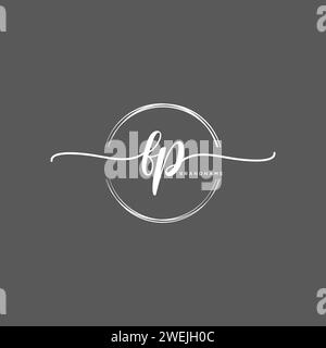 FP Initial handwriting logo with circle Stock Vector