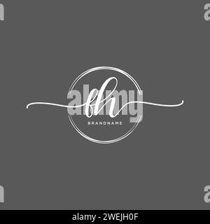FH Initial handwriting logo with circle Stock Vector