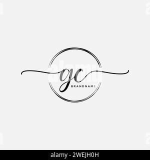 GC Initial handwriting logo with circle Stock Vector