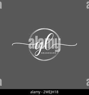 GL Initial handwriting logo with circle Stock Vector