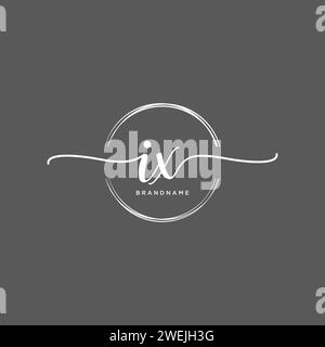 IX Initial handwriting logo with circle Stock Vector