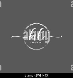 HL Initial handwriting logo with circle Stock Vector