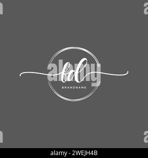 FD Initial handwriting logo with circle Stock Vector