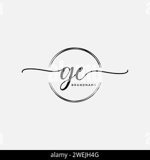 GE Initial handwriting logo with circle Stock Vector
