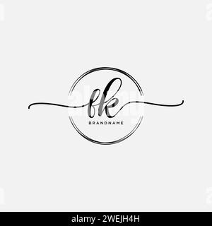 FK Initial handwriting logo with circle Stock Vector