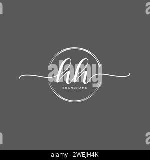 HH Initial handwriting logo with circle Stock Vector