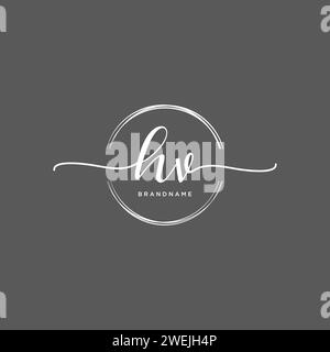 HV Initial handwriting logo with circle Stock Vector