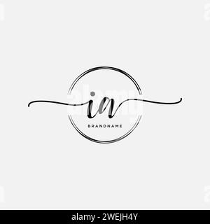 IA Initial handwriting logo with circle Stock Vector