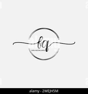 FQ Initial handwriting logo with circle Stock Vector