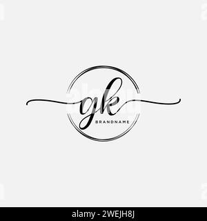 GK Initial handwriting logo with circle Stock Vector