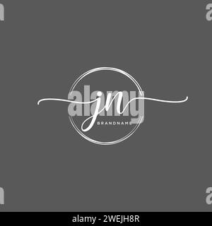 JN Initial handwriting logo with circle Stock Vector