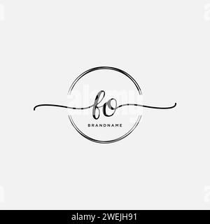 FO Initial handwriting logo with circle Stock Vector