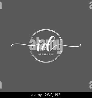 ID Initial handwriting logo with circle Stock Vector