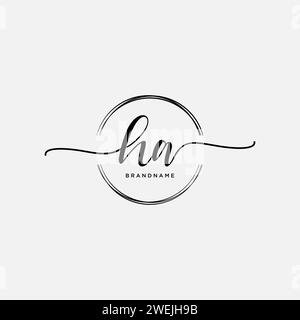 HA Initial handwriting logo with circle Stock Vector