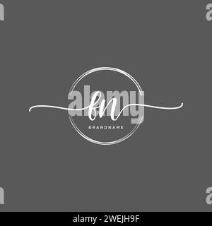 FN Initial handwriting logo with circle Stock Vector