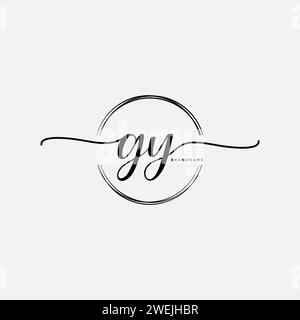 GY Initial handwriting logo with circle Stock Vector