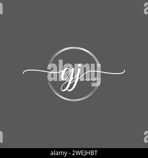 GJ Initial handwriting logo with circle Stock Vector