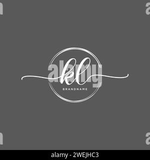KL Initial handwriting logo with circle Stock Vector