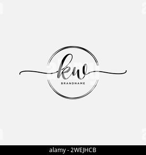 KW Initial handwriting logo with circle Stock Vector